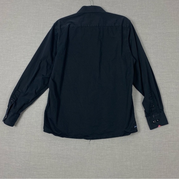 John Lennon Button Up Shirt Sz Large Cotton Black Contrast Collar and Cuff - Picture 2 of 12